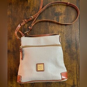 Dooney & Bourke Tan and Brown pebble grain leather Crossbody Bag